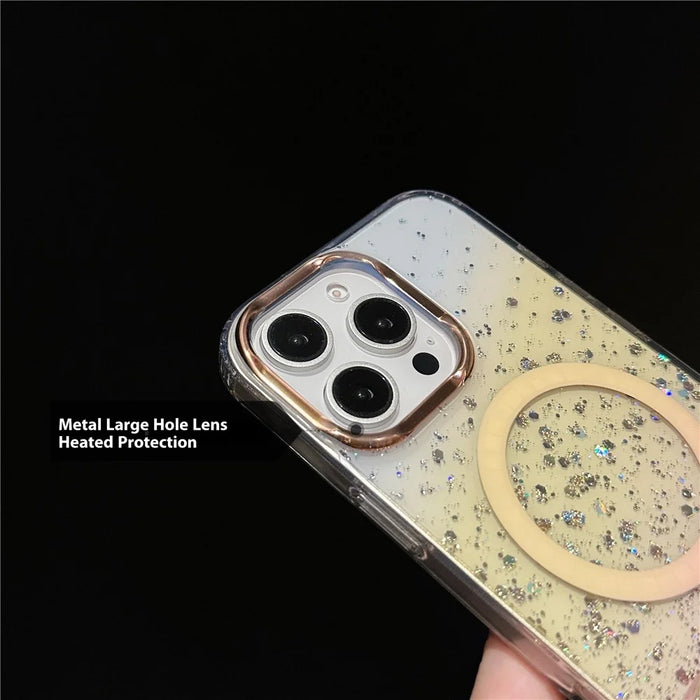 For iPhone 16 Pro Max Case Compatible with MagSafe IMD Bling Glitter PC+TPU Back Cover - Black - 3