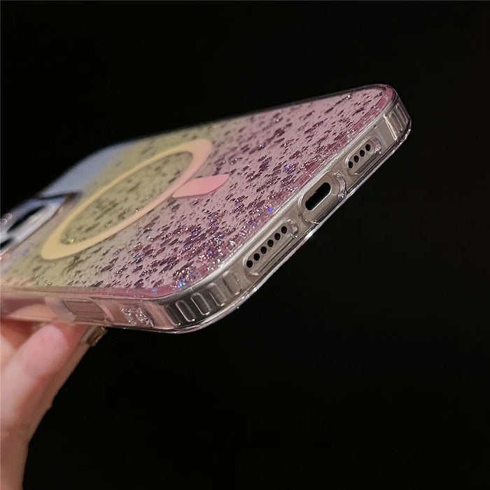 For iPhone 16 Pro Max Case Compatible with MagSafe IMD Bling Glitter PC+TPU Back Cover - Black - 6