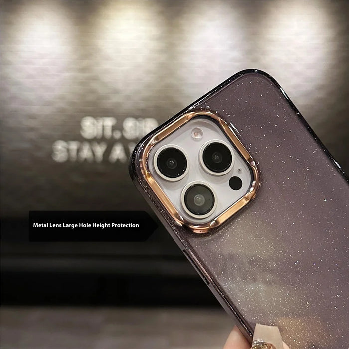 For iPhone 16 Pro Case IMD Sparkle Sequin PC+TPU Shockproof Phone Cover - Grey - 3