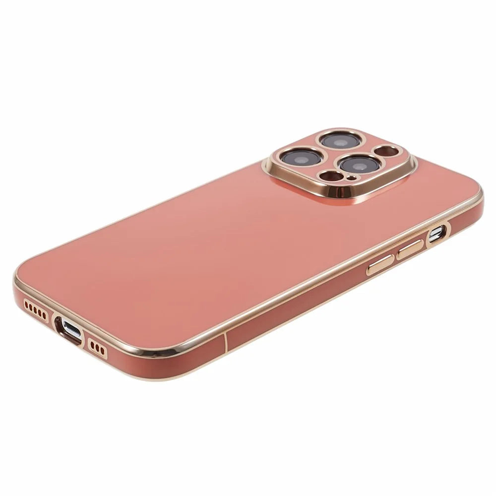 For iPhone 16 Pro Max Case TPU Slim Fit Shockproof Phone Cover 6D Electroplating - Red - 3