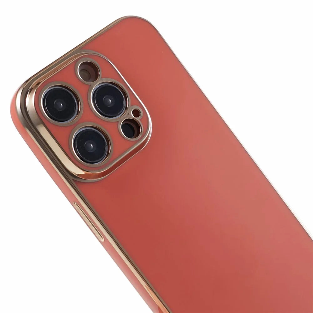 For iPhone 16 Pro Max Case TPU Slim Fit Shockproof Phone Cover 6D Electroplating - Red - 6