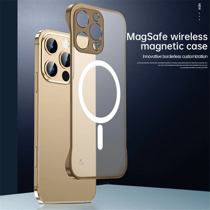 For iPhone 16 Case Compatible with MagSafe Matte PC Frameless Mobile Cover - Gold - 2