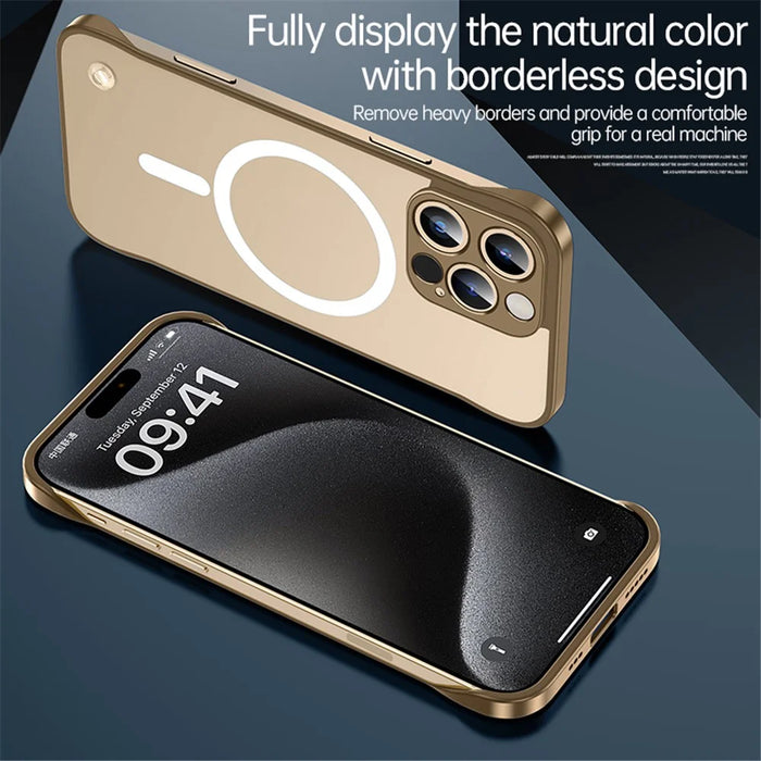 For iPhone 16 Case Compatible with MagSafe Matte PC Frameless Mobile Cover - Gold - 3