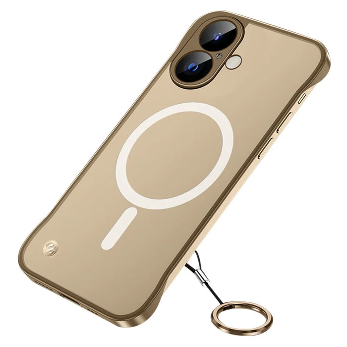 For iPhone 16 Plus Case Compatible with MagSafe Matte PC Frameless Mobile Cover - Gold - 1