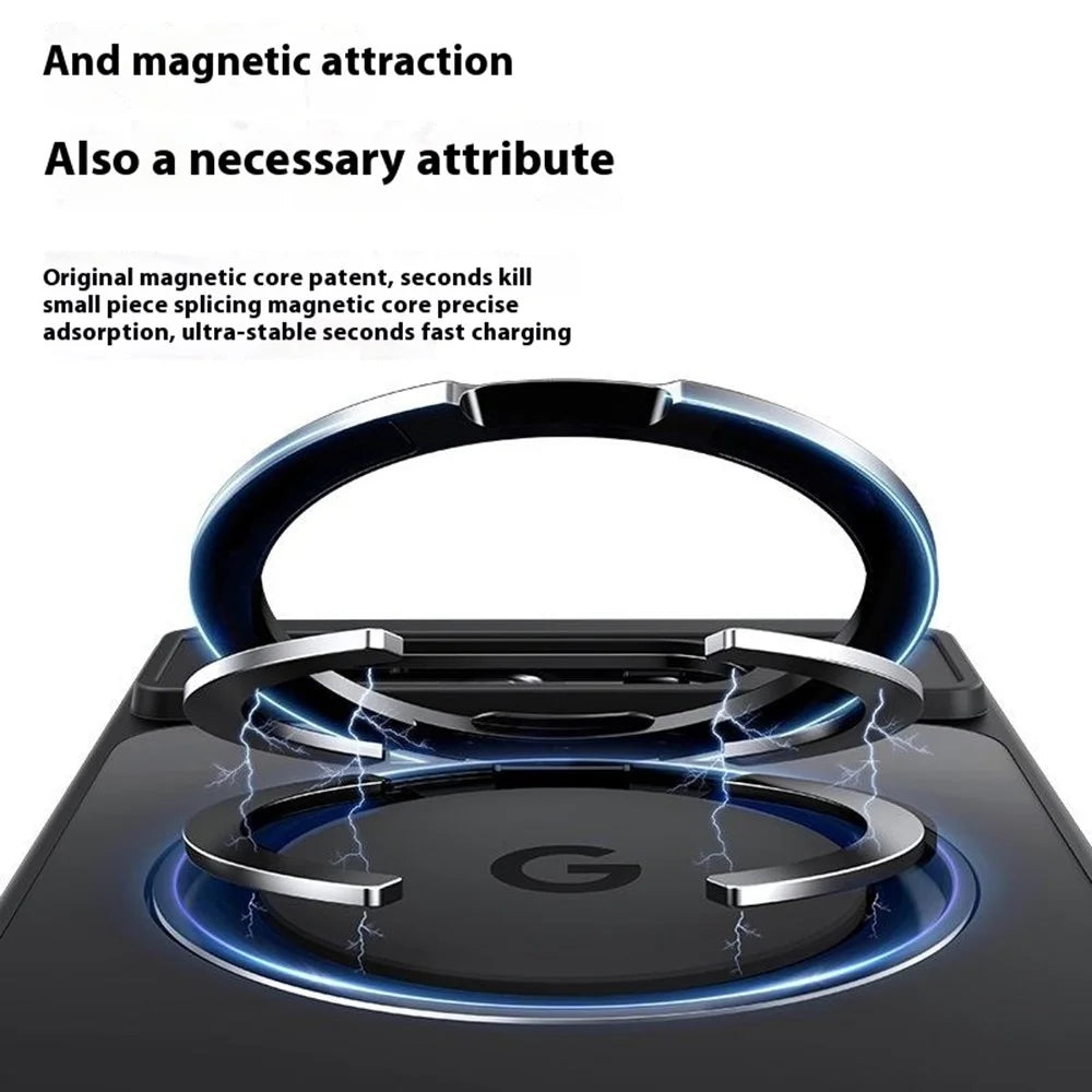 For Google Pixel 9 Pro XL Case Rotatable Magnetic Kickstand TPU+Acrylic Phone Cover - Black - 4