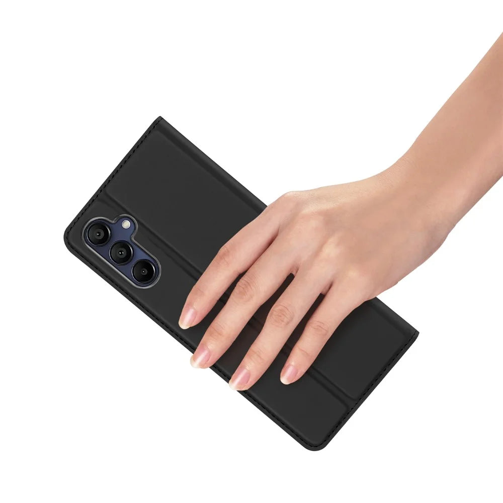 DUX DUCIS Skin Pro Series For Samsung Galaxy A16 5G / A16 4G Case Leather Cover Card Holder - Black - 6