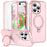 For iPhone 16 Pro Max Case Frosted TPU+PC Phone Cover with Magnetic Kickstand PET Screen Protector Compatible with MagSafe - Pink - 1