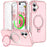 For iPhone 16 Plus Case Frosted TPU+PC Phone Cover with Magnetic Kickstand PET Screen Protector Compatible with MagSafe - Pink - 1