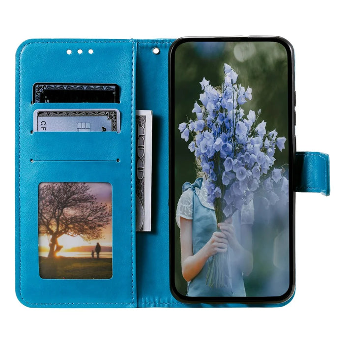For Samsung Galaxy A06 4G Case Imprinted Totem PU Leather Wallet Stand Phone Cover - Blue - 2