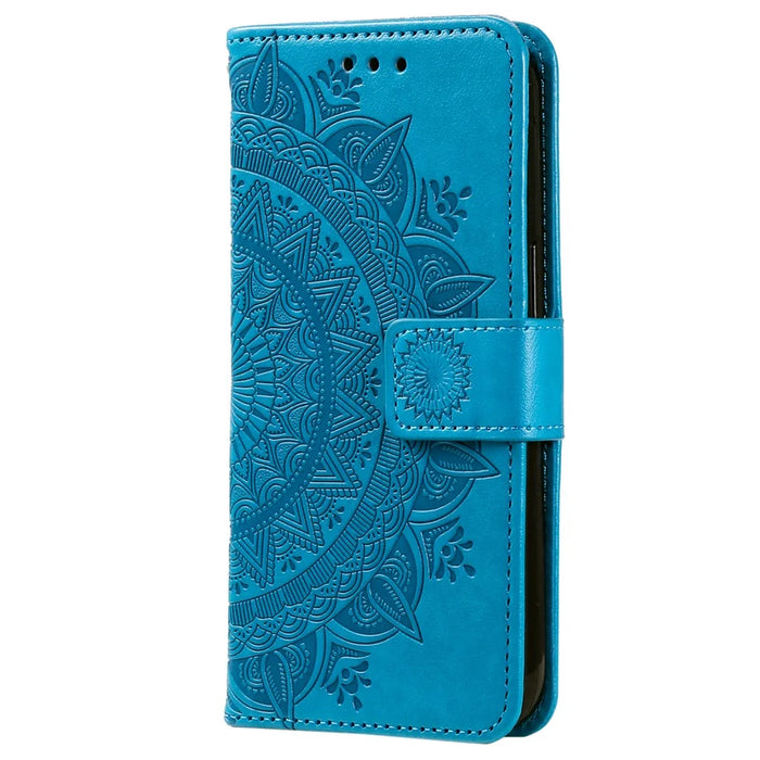 For Samsung Galaxy A06 4G Case Imprinted Totem PU Leather Wallet Stand Phone Cover - Blue - 5