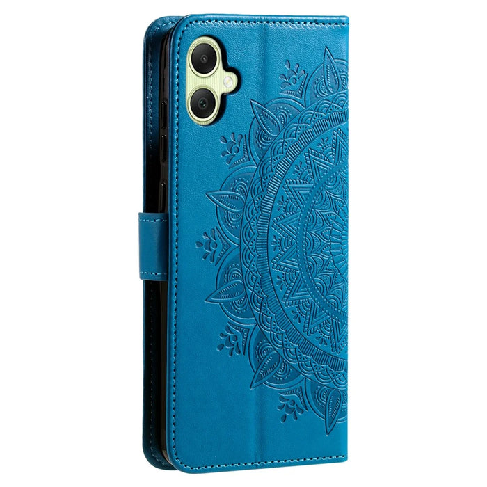 For Samsung Galaxy A06 4G Case Imprinted Totem PU Leather Wallet Stand Phone Cover - Blue - 6