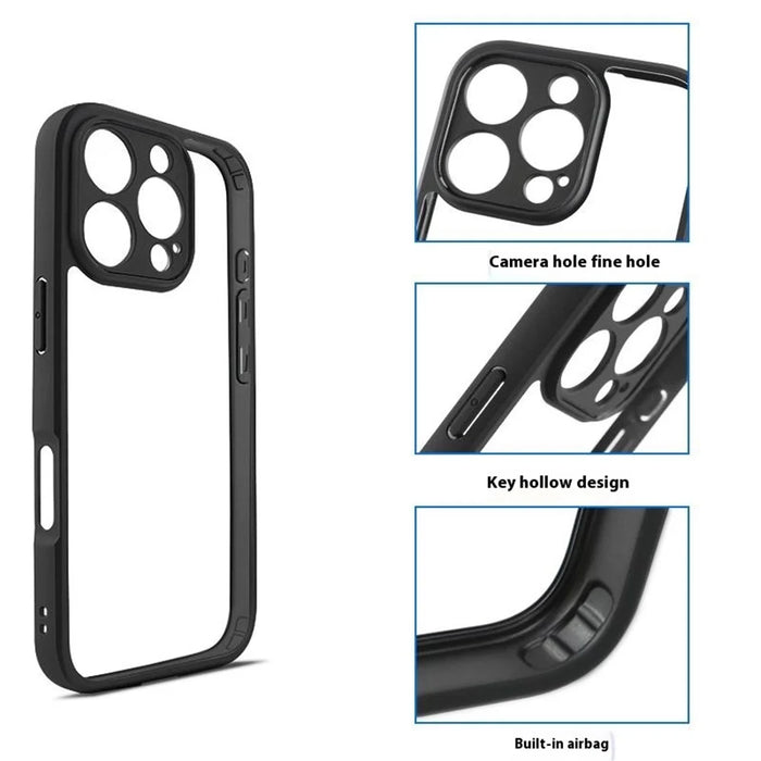 For iPhone 16 Pro Max Case Shockproof PC+TPU Clear Back Phone Cover - 5