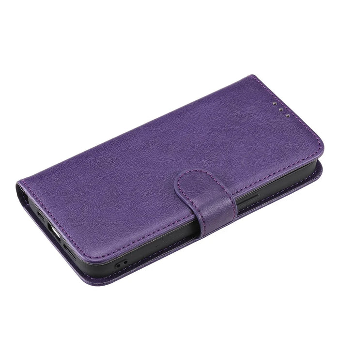 For iPhone 16 Pro Case 2 in 1 Detachable Magnetic Leather Wallet Mobile Cover with Strap - Purple - 6