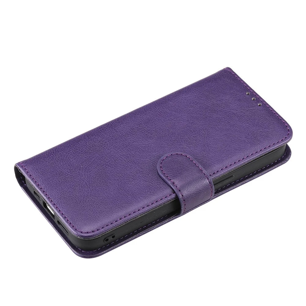 For iPhone 16 Pro Max Case 2 in 1 Detachable Magnetic Leather Wallet Mobile Cover with Strap - Purple - 6