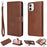 For iPhone 16 Plus Case 2 in 1 Detachable Magnetic Leather Wallet Mobile Cover with Strap - Brown - 1