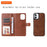 For iPhone 16 Plus Case 2 in 1 Detachable Magnetic Leather Wallet Mobile Cover with Strap - Brown - 4