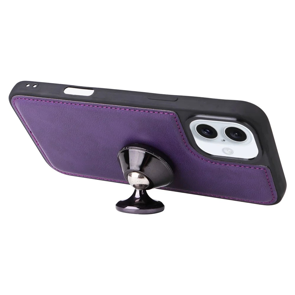 For iPhone 16 Case 2 in 1 Detachable Magnetic Leather Wallet Mobile Cover with Strap - Purple - 2