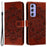 For Samsung Galaxy S23 FE Case PU Leather Mandala Imprinted Design Wallet Phone Cover - Brown - 1