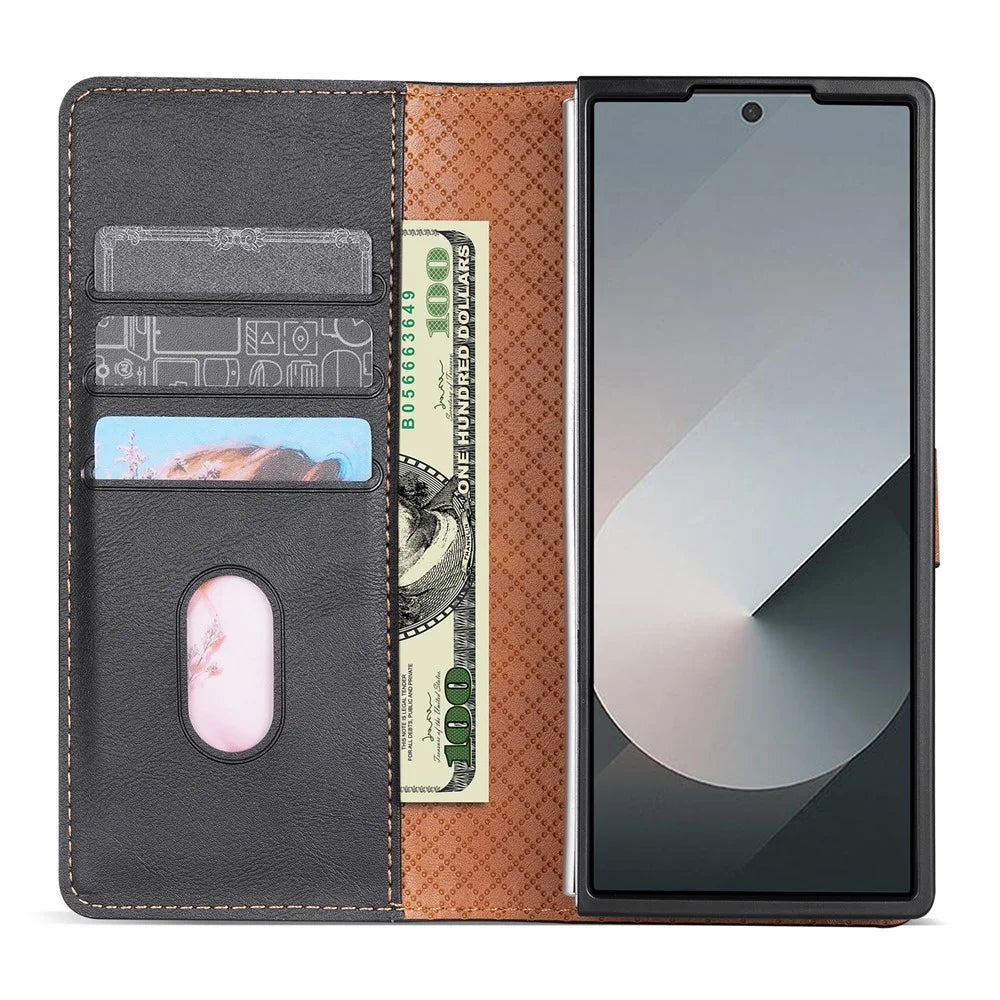 N.BEKUS CSJ-001 For Samsung Galaxy Z Fold6 5G Stand Case PU Leather Wallet Phone Cover - Black - 2