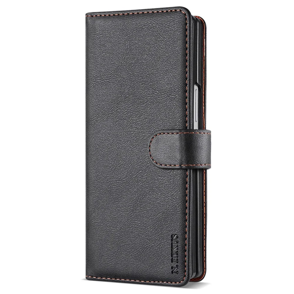 N.BEKUS CSJ-001 For Samsung Galaxy Z Fold6 5G Stand Case PU Leather Wallet Phone Cover - Black - 7