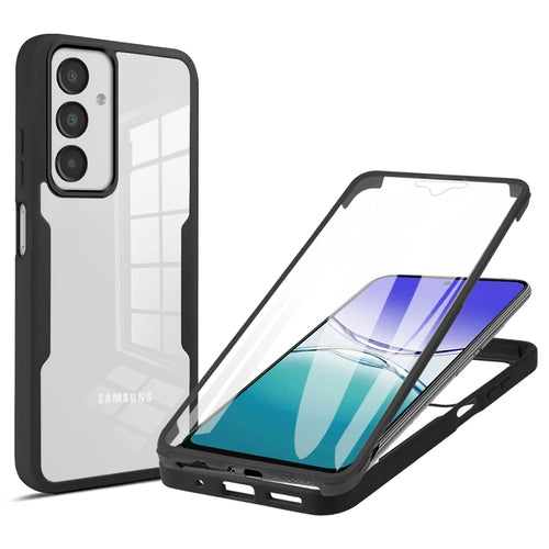 For Samsung Galaxy A18 5G / A18 4G / A17 5G / A17 4G / A16 5G / A16 4G Case Acrylic+TPU Clear Phone Cover with PET Screen Film - Black - 1