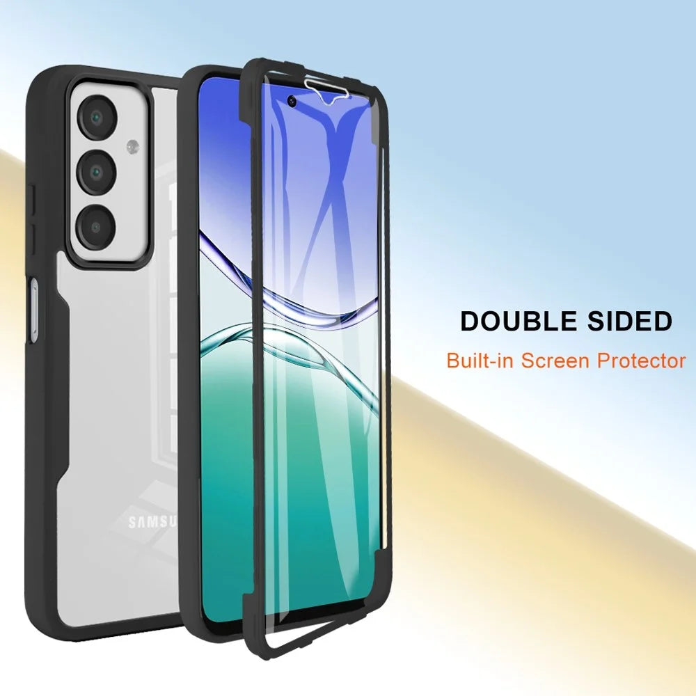 For Samsung Galaxy A18 5G / A18 4G / A17 5G / A17 4G / A16 5G / A16 4G Case Acrylic+TPU Clear Phone Cover with PET Screen Film - Black - 2