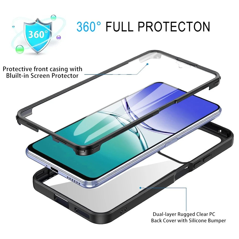 For Samsung Galaxy A18 5G / A18 4G / A17 5G / A17 4G / A16 5G / A16 4G Case Acrylic+TPU Clear Phone Cover with PET Screen Film - Black - 3