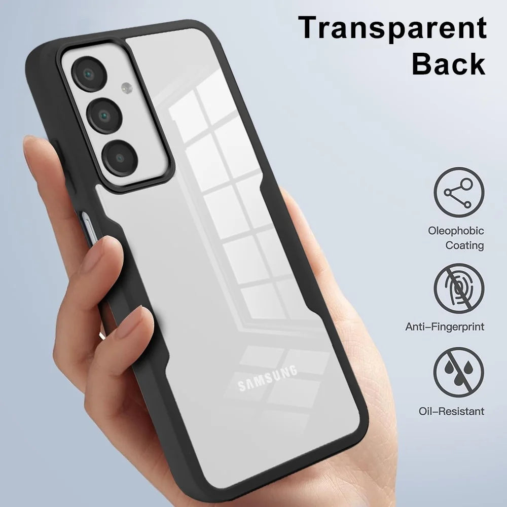 For Samsung Galaxy A18 5G / A18 4G / A17 5G / A17 4G / A16 5G / A16 4G Case Acrylic+TPU Clear Phone Cover with PET Screen Film - Black - 6
