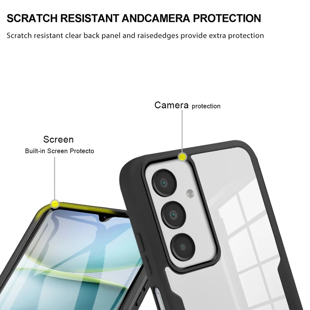 For Samsung Galaxy A18 5G / A18 4G / A17 5G / A17 4G / A16 5G / A16 4G Case Acrylic+TPU Clear Phone Cover with PET Screen Film - Black - 7