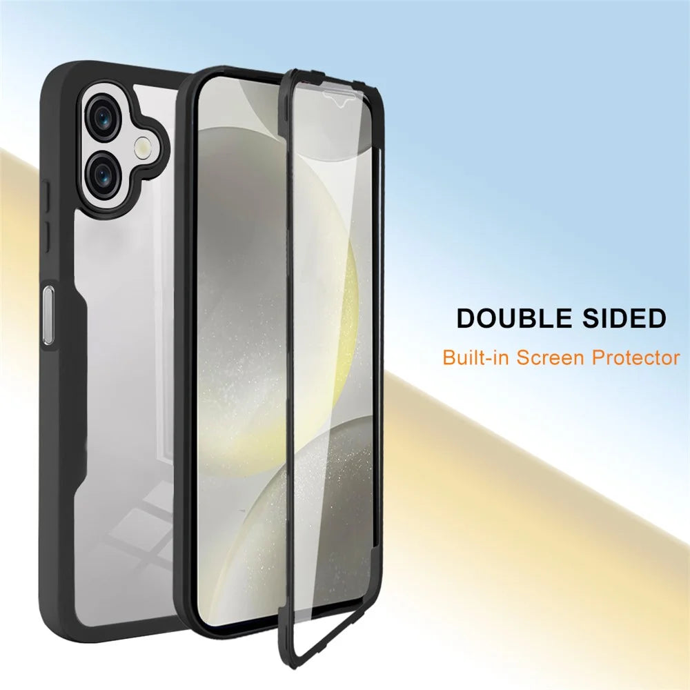 For Samsung Galaxy A06 4G Case Acrylic+TPU Clear Phone Cover with PET Screen Film - Black - 2