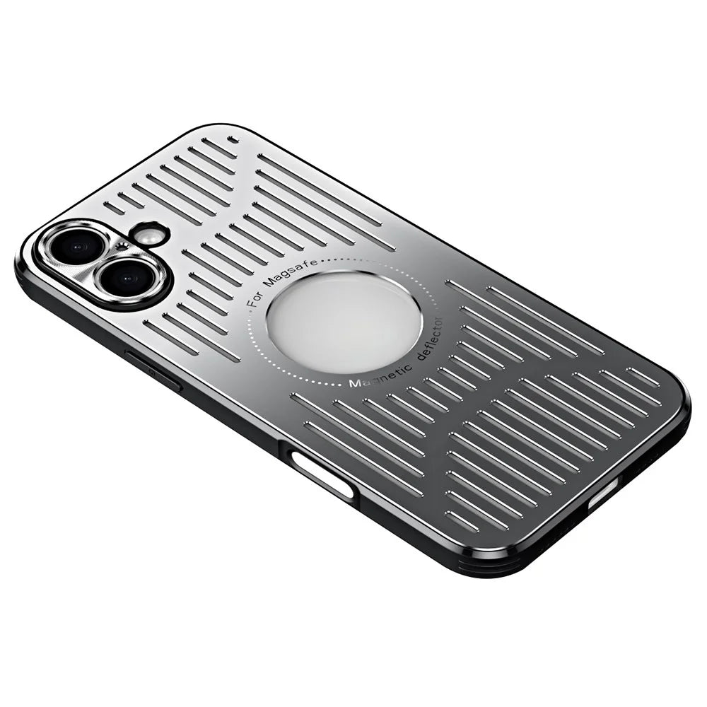 For iPhone 16 Case Back Hollow Heat Dissipation Aluminum Alloy Phone Cover - Silver - 1