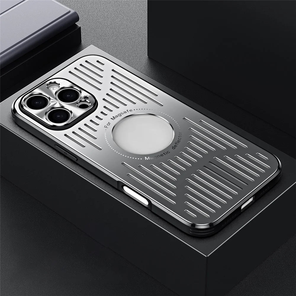 For iPhone 16 Pro Max Case Back Hollow Heat Dissipation Aluminum Alloy Phone Cover - Silver - 2