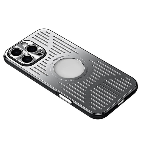 For iPhone 16 Pro Case Back Hollow Heat Dissipation Aluminum Alloy Phone Cover - Silver - 1
