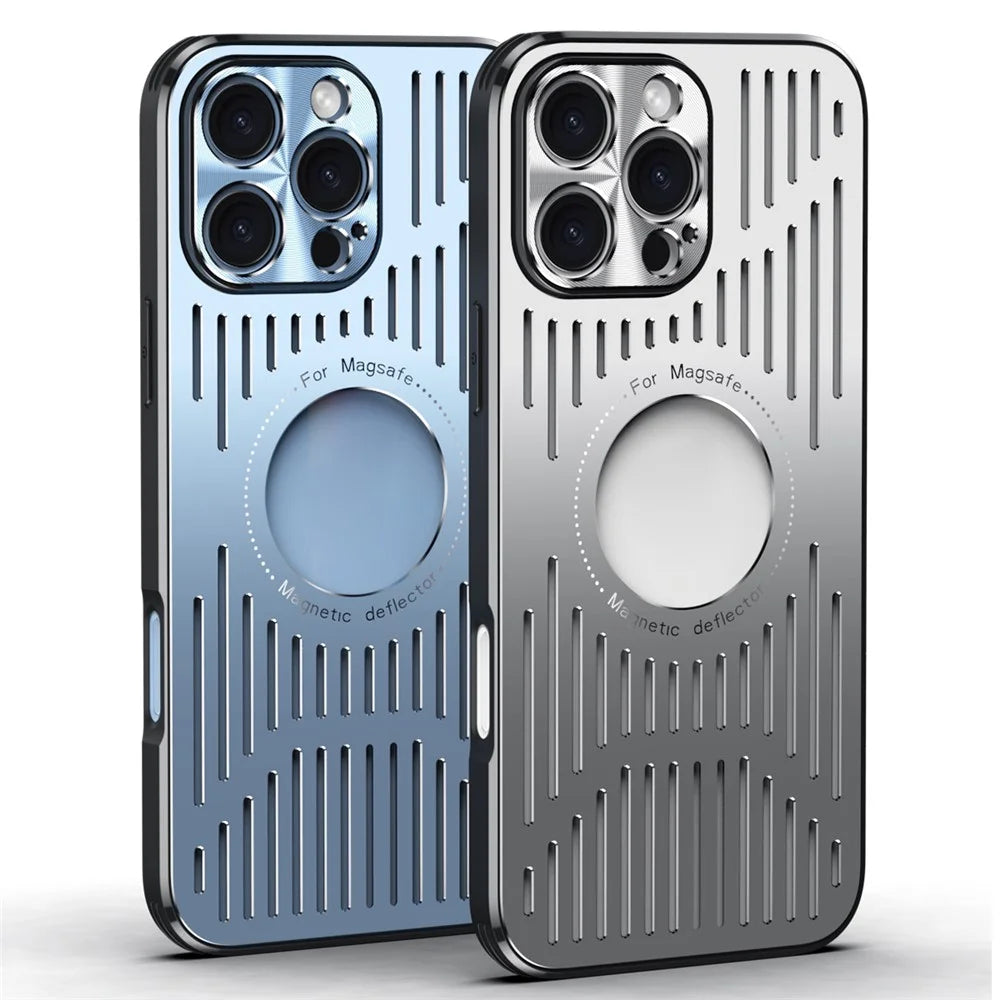 For iPhone 16 Pro Case Back Hollow Heat Dissipation Aluminum Alloy Phone Cover - Silver - 3