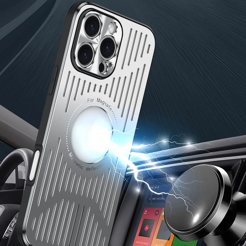For iPhone 16 Pro Case Back Hollow Heat Dissipation Aluminum Alloy Phone Cover - Silver - 6