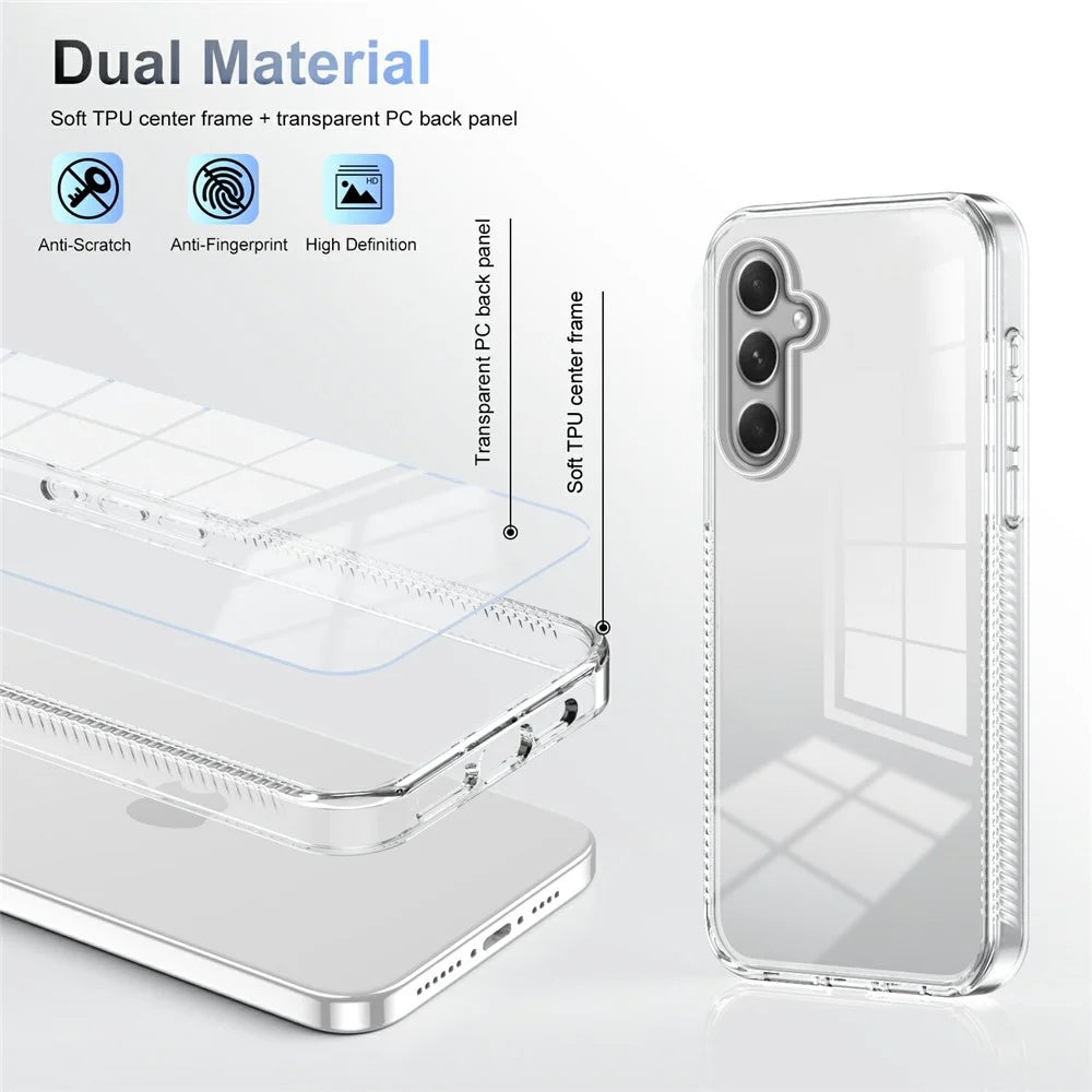 For 	Samsung Galaxy A55 5G Clear Phone Case TPU PC Anti-Slip Drop-Proof Back Cover - Transparent - 3
