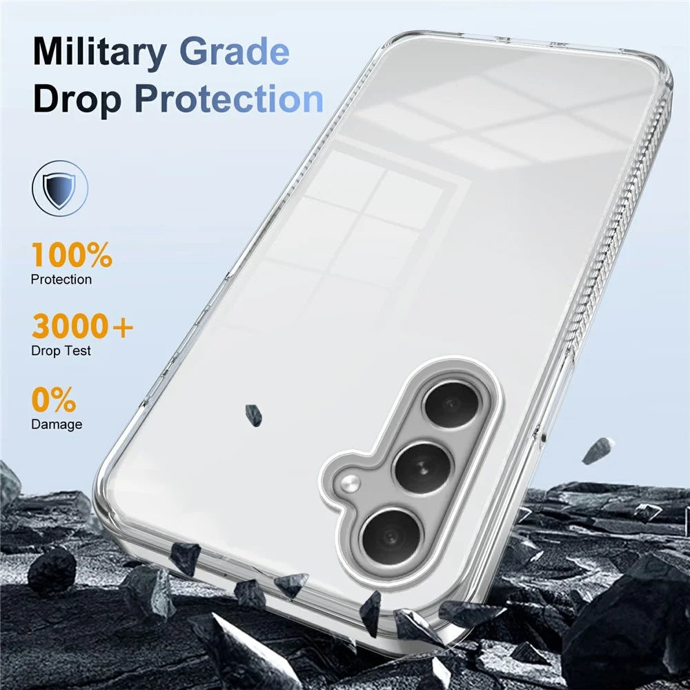 For 	Samsung Galaxy A55 5G Clear Phone Case TPU PC Anti-Slip Drop-Proof Back Cover - Transparent - 7