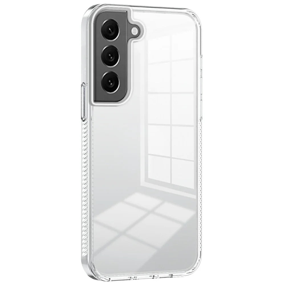 For Samsung Galaxy S22 5G Clear Phone Case TPU PC Anti-Slip Drop-Proof Back Cover - Transparent - 1