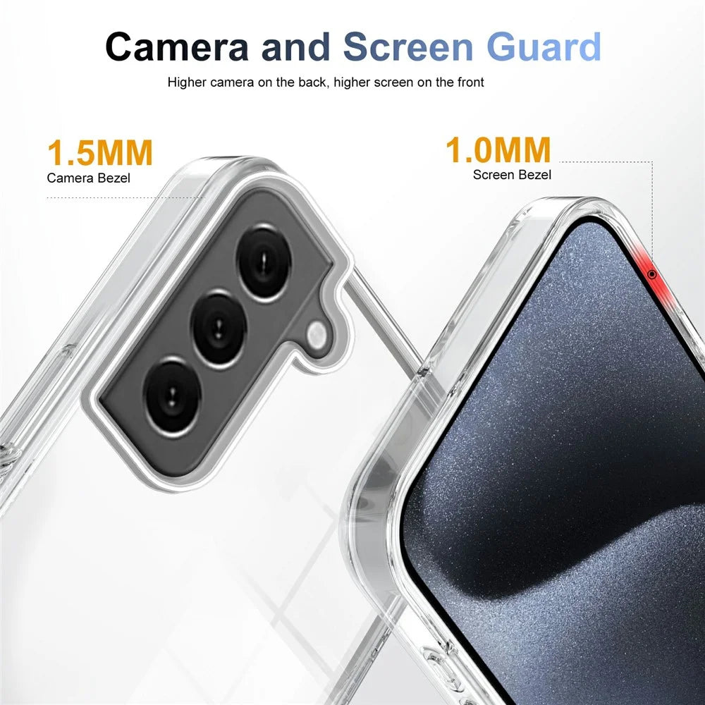 For Samsung Galaxy S22 5G Clear Phone Case TPU PC Anti-Slip Drop-Proof Back Cover - Transparent - 2