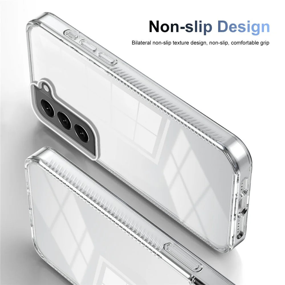 For Samsung Galaxy S22 5G Clear Phone Case TPU PC Anti-Slip Drop-Proof Back Cover - Transparent - 4