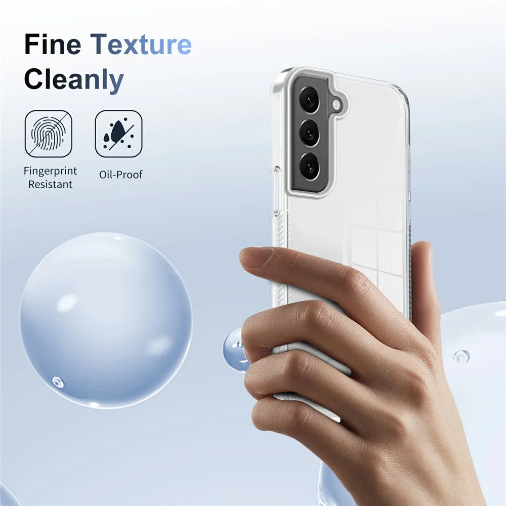 For Samsung Galaxy S22 5G Clear Phone Case TPU PC Anti-Slip Drop-Proof Back Cover - Transparent - 5