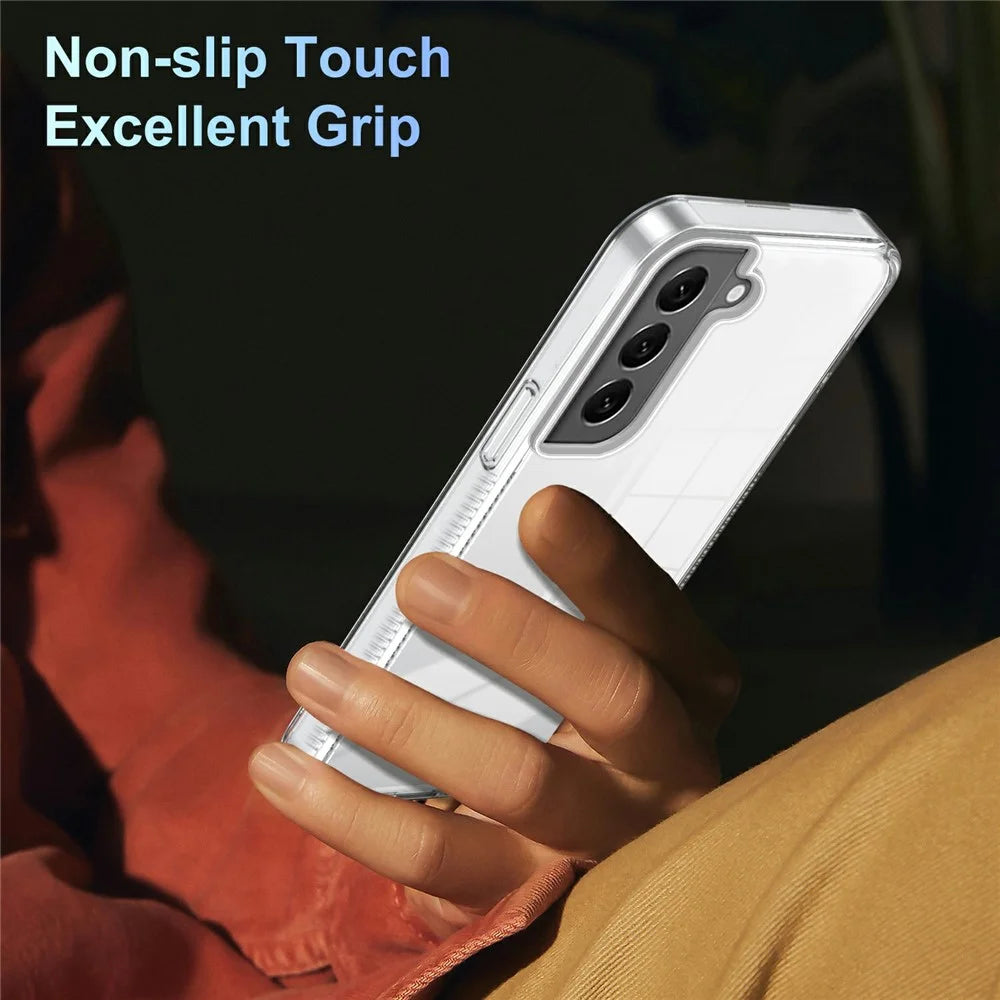 For Samsung Galaxy S22 5G Clear Phone Case TPU PC Anti-Slip Drop-Proof Back Cover - Transparent - 6