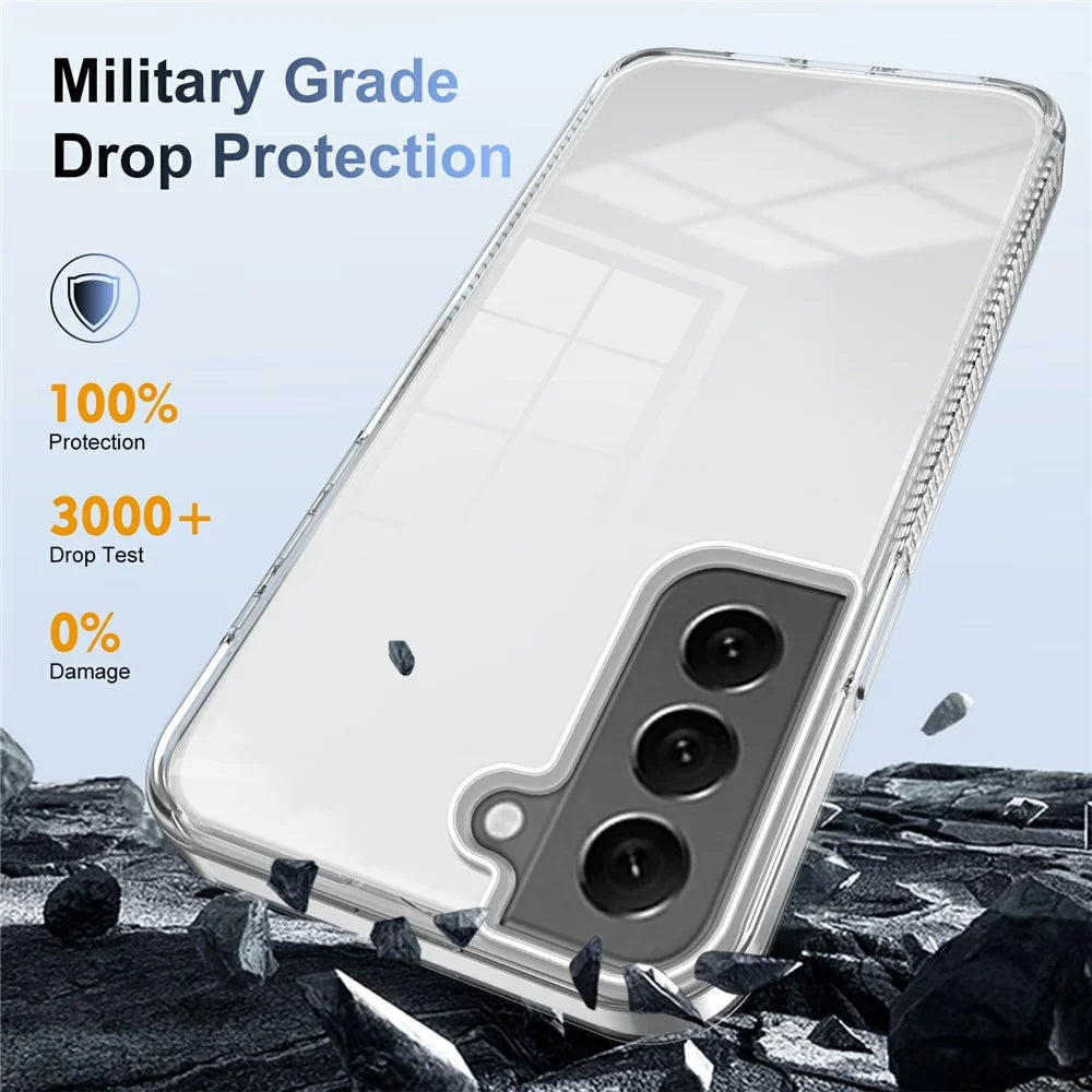 For Samsung Galaxy S22 5G Clear Phone Case TPU PC Anti-Slip Drop-Proof Back Cover - Transparent - 7