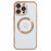 For iPhone 16 Pro Max Case Compatible with MagSafe Electroplated Love Hearts TPU Phone Cover with Chain Strap - Ivory White - 3