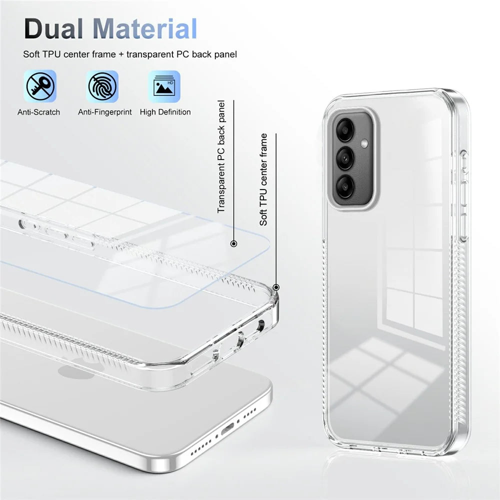For Samsung Galaxy A05s 4G Clear Phone Case TPU PC Anti-Slip Drop-Proof Back Cover - Transparent - 3