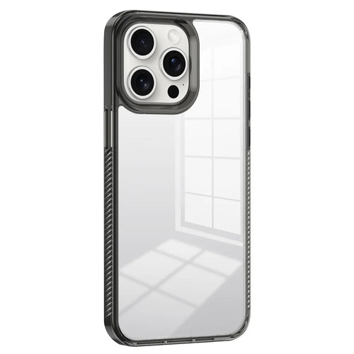 For iPhone 15 Pro Clear Phone Case TPU PC Anti-Slip Drop-Proof Back Cover - Black - 1
