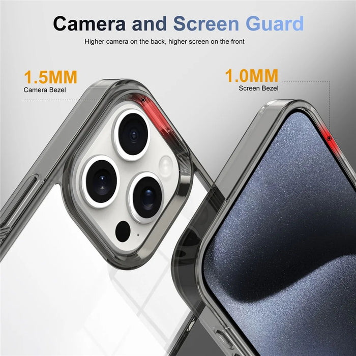 For iPhone 15 Pro Max Clear Phone Case TPU PC Anti-Slip Drop-Proof Back Cover - Black - 2
