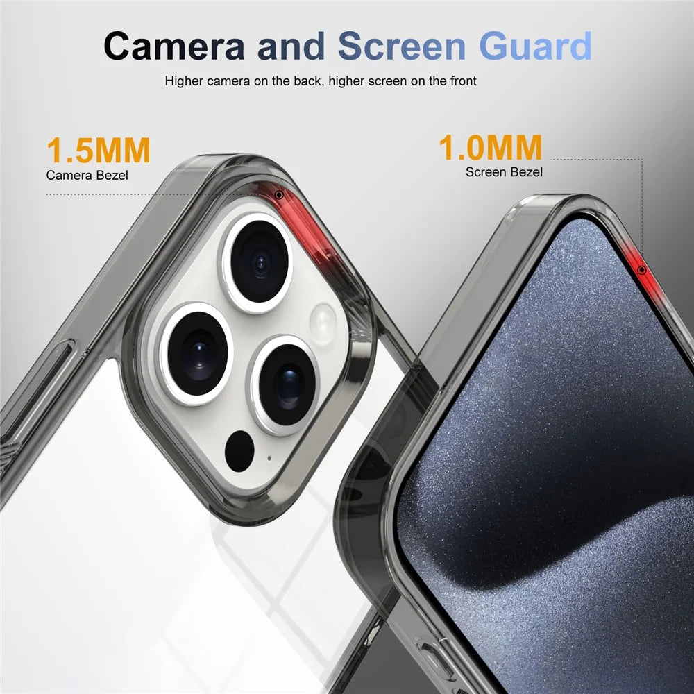 For iPhone 14 Pro Max Clear Phone Case TPU PC Anti-Slip Drop-Proof Back Cover - Black - 2