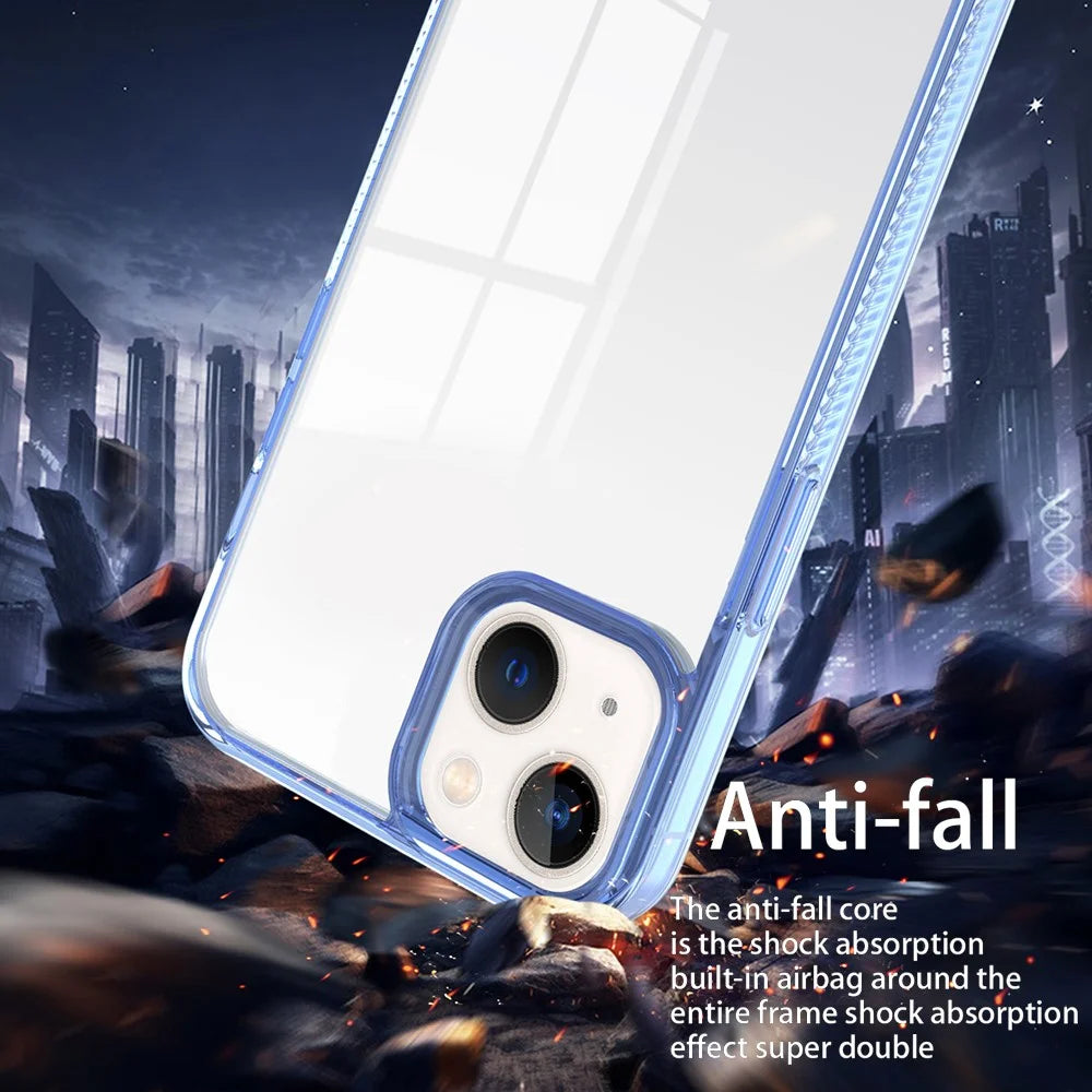 For iPhone 14 / 13 6.1 inch Clear Phone Case TPU PC Anti-slip Drop-proof Back Cover - Dark Purple - 3