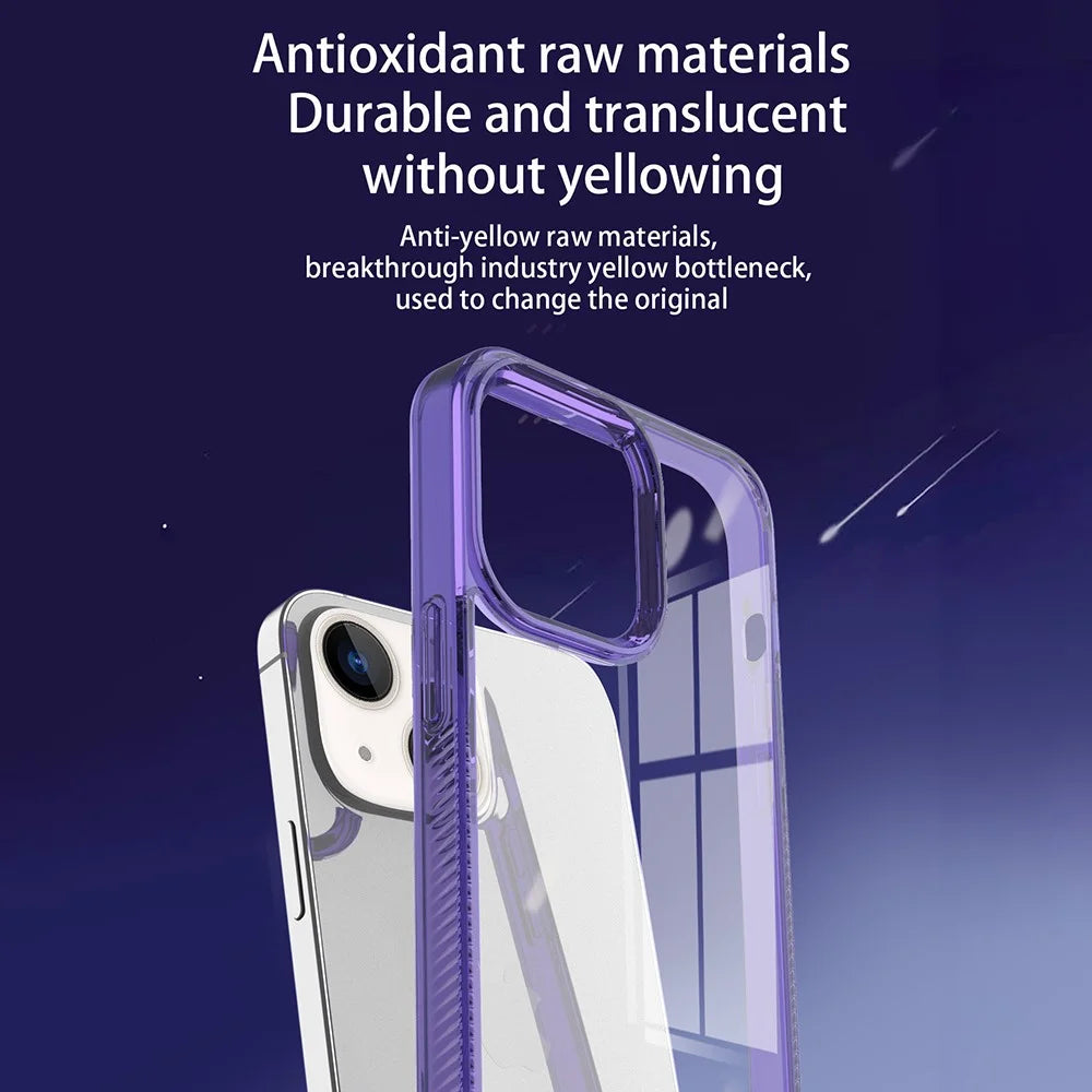 For iPhone 14 / 13 6.1 inch Clear Phone Case TPU PC Anti-slip Drop-proof Back Cover - Dark Purple - 4